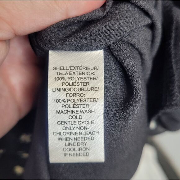 NEW LOFT black polka-dot sleeveless pleated dress 6P - Picture 5 of 10